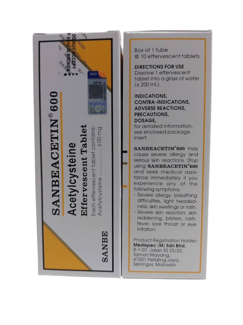 Sanbe Sanbeacetin 600mg Acetylcysteine Effervescent Tablet 10's [For ...