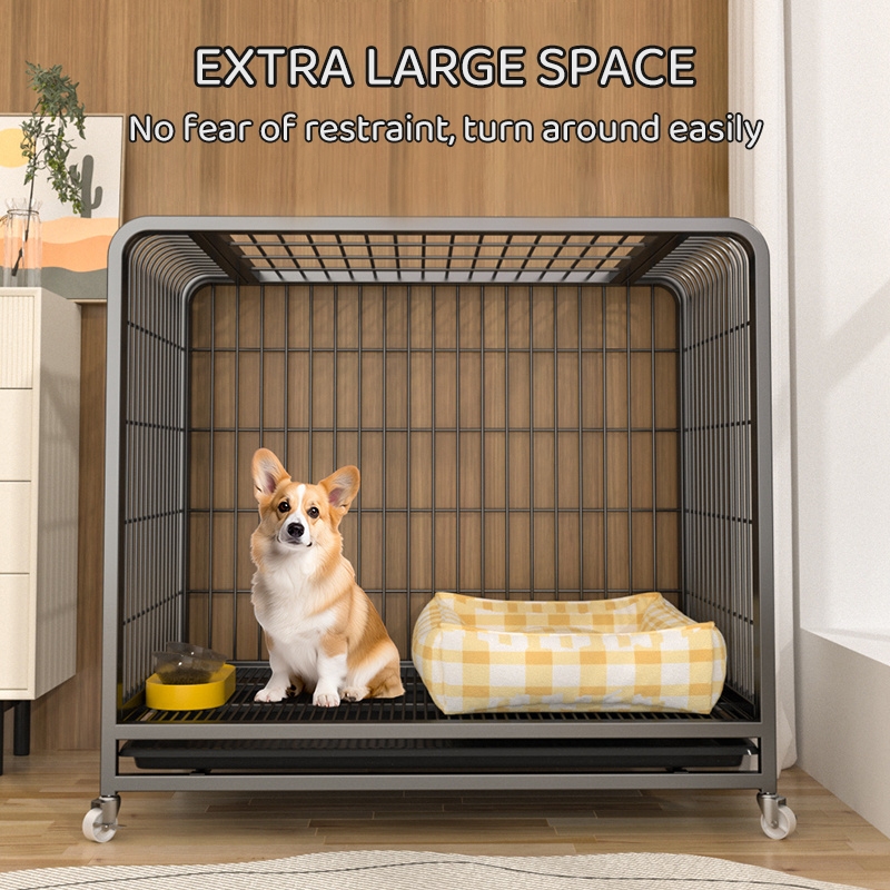 Pawfect Square Tube Large Dog Cage with 4 Wheels Mobile pet Cage Dog ...