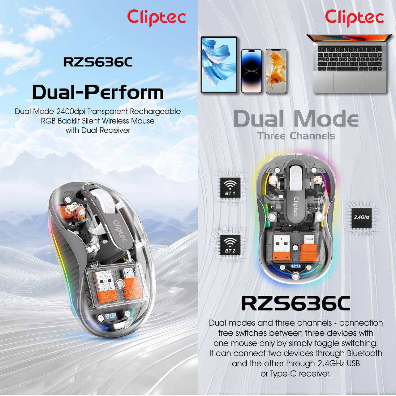 CLiPtec RZS636C Wireless Mouse | Tetikus Tanpa Wayar RGB Rechargeable ...