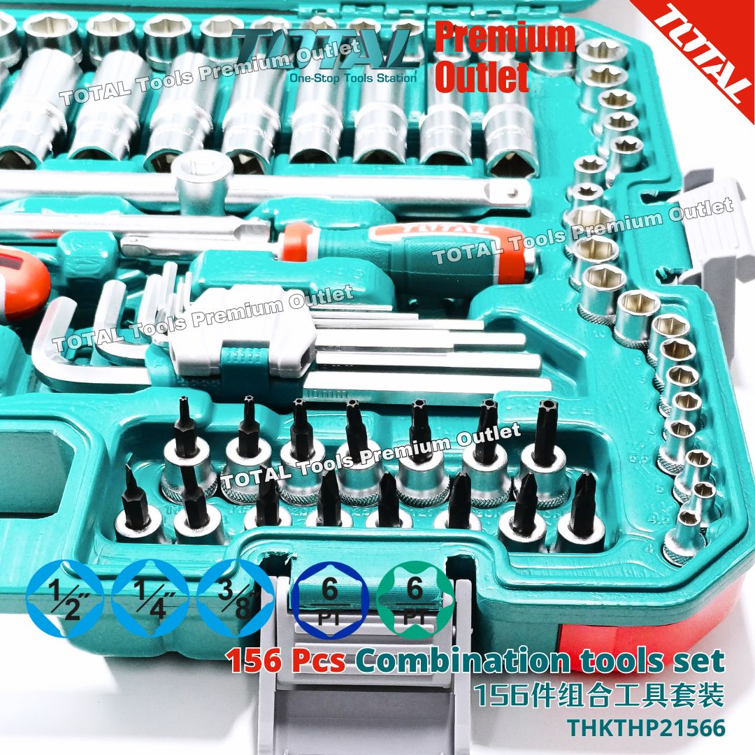 TOTAL Tools 156 Pcs combination tools set 156件组合工具套装 - THKTHP21566 ...