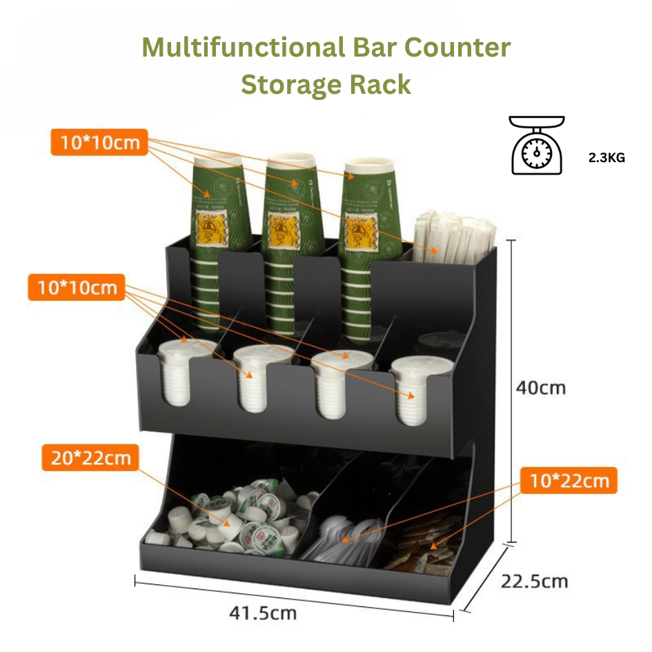 100% GENUINE MULTIFUNCTIONAL COFFEE CUP STORAGE RACK/TISSUE BOX/MILK ...