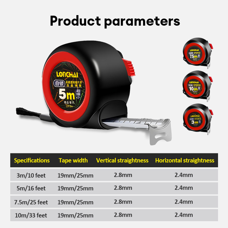 High Precision Steel Measurement Tape With Auto Lock Switch Measuring ...