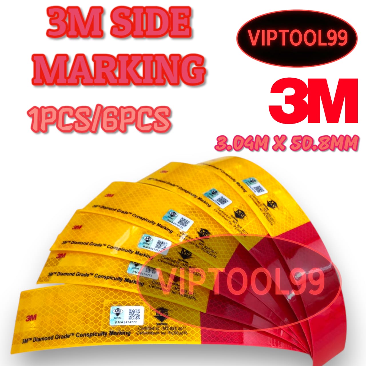 (6 PCS 1 SET) 3M Side Marking With SIRIM Reflective Sticker TYPE 5 / J5 ...