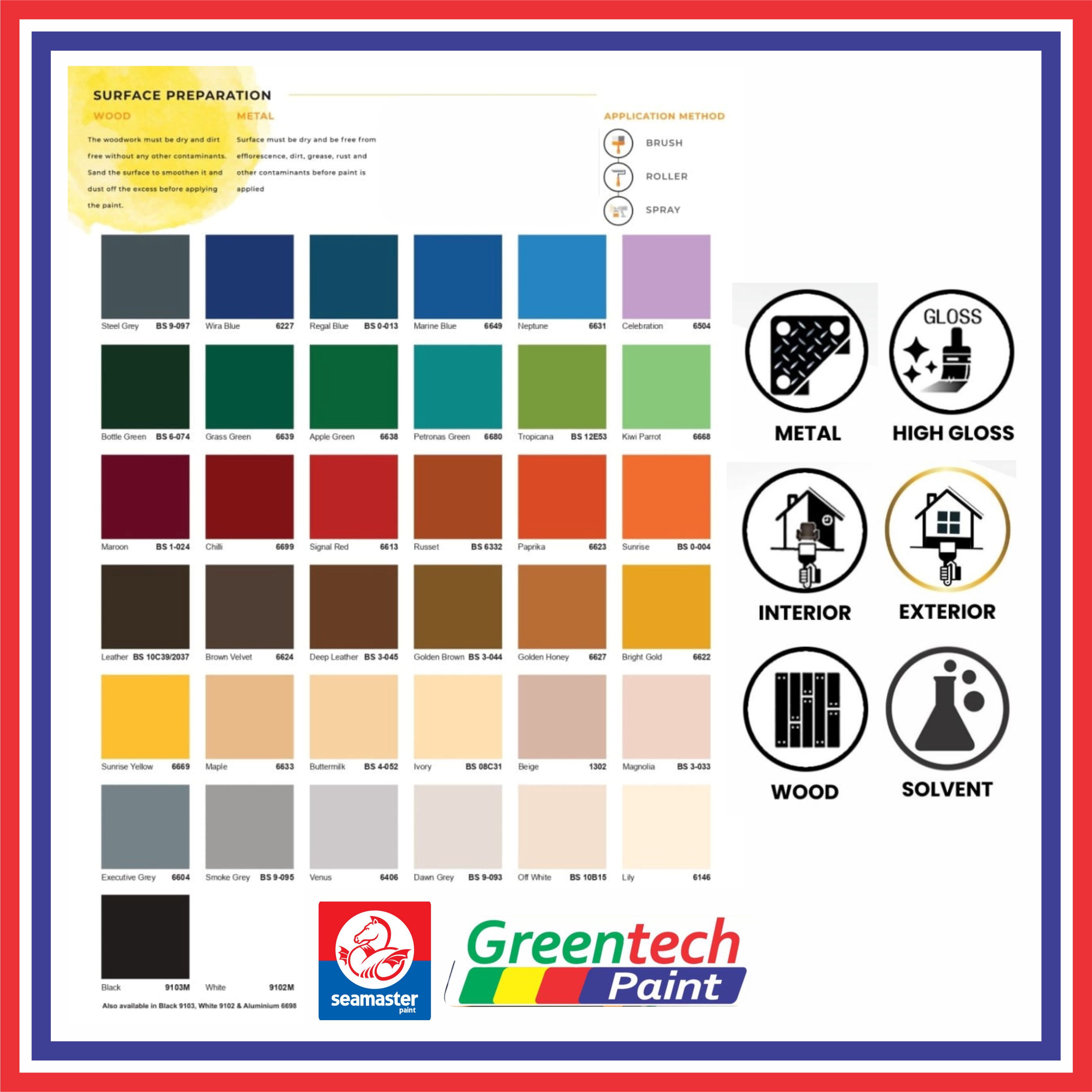 Merdeka Sales!! ( 1L ) SEAMASTER PAINT Icon High Gloss Finish 4900 for ...
