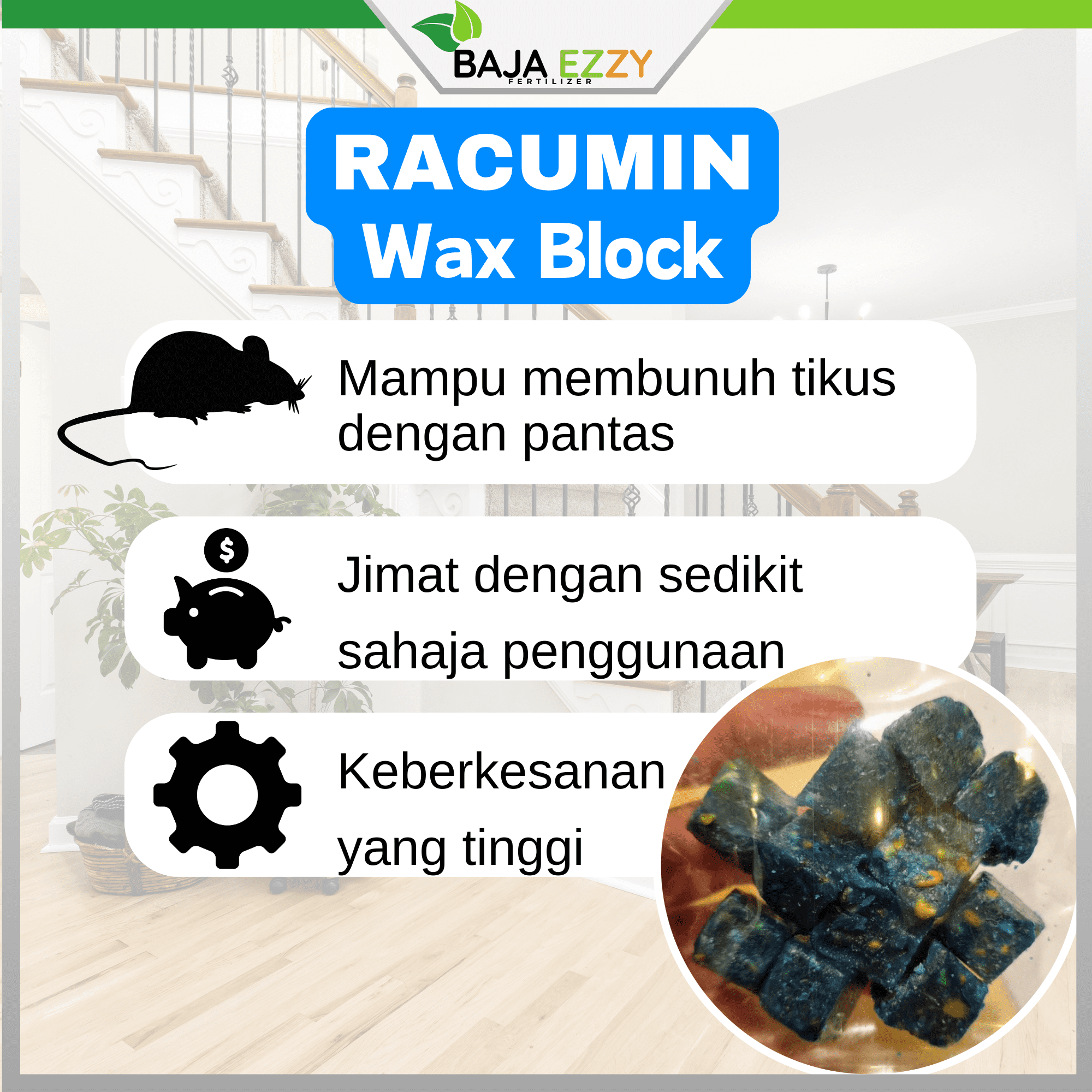 Bayer Racumin Wax Block 1KG Racun Tikus Berkesan - Sesuai untuk Kilang ...