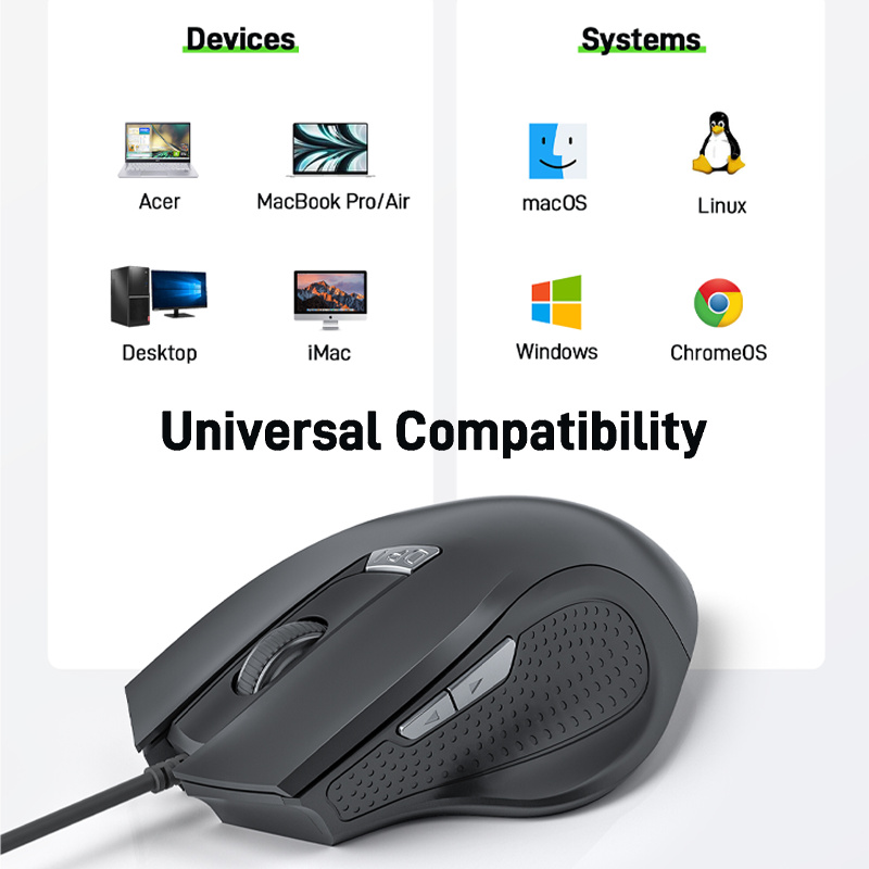 Acer【COD】Wired USB Mouse Ergonomic Silent Click Adjustable DPI 800-4000 ...
