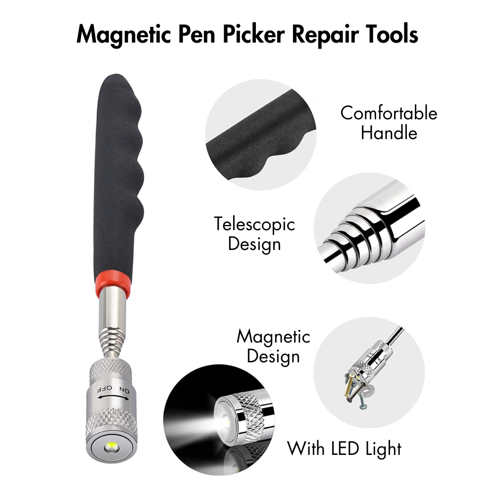 Telescopic Magnetic Picker with LED Light Magnetic Rod Stick Adjustable ...