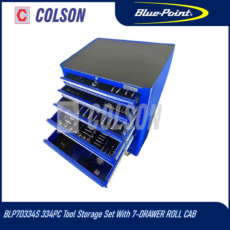 COLSON BLUE-POINT BLP7D334S 334PC Tool Storage Set With 7-DRAWER ROLL ...