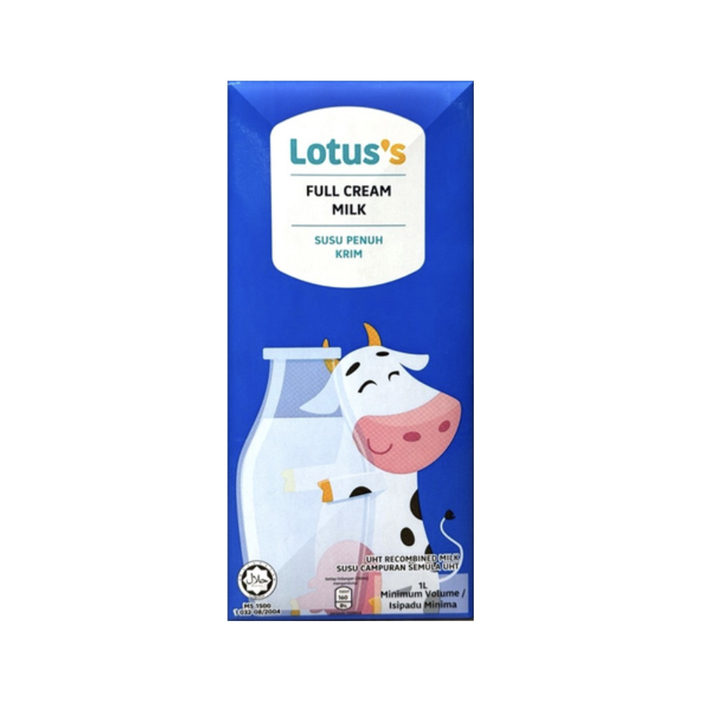 Lotus's Full Cream Milk UHT 1L x 12 units (1 carton) | Shopee Malaysia