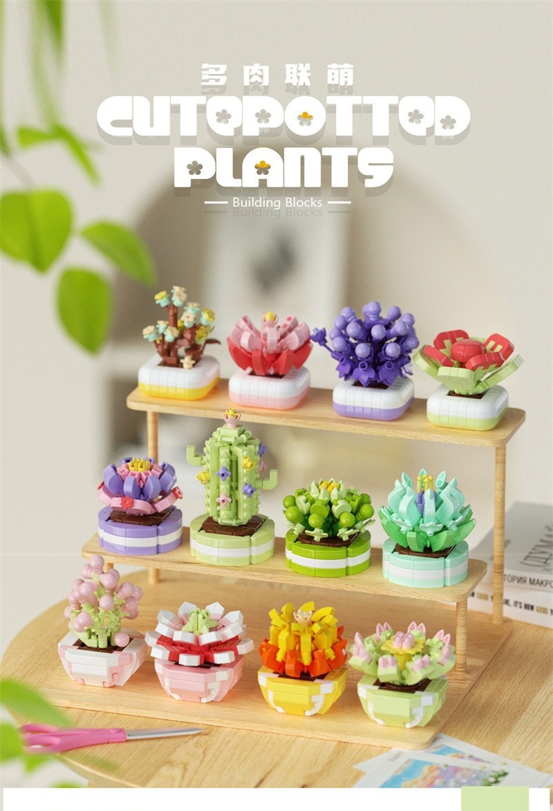 MINI BRICKS COMPATIBLE TOY CUTE POTTED PLANTS SERIES MICRO NANO BLOCKS ...
