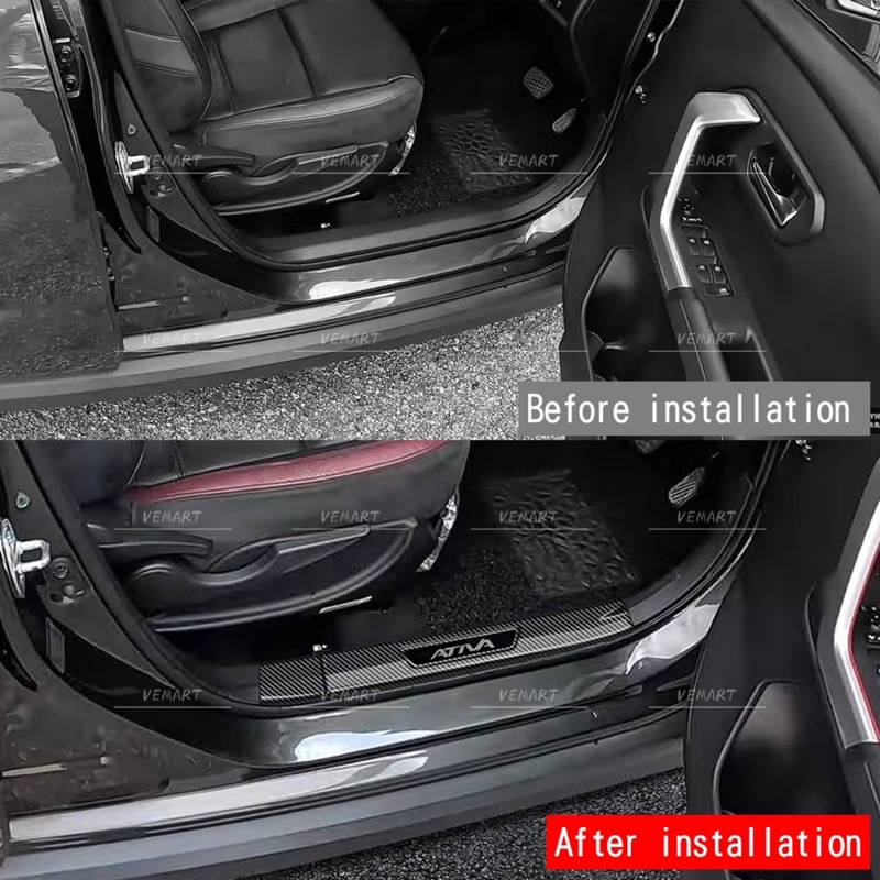 Vemart perodua ativa car inner door step abs carbon fiber accessories ...