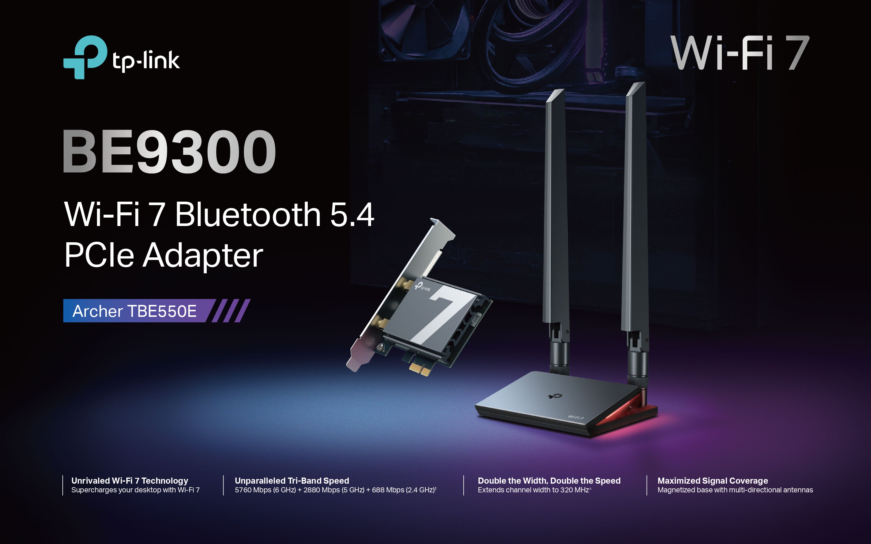 TP-Link Archer TBE550E BE9300 Wi-Fi 7 Bluetooth 5.4 PCIE Adapter ...