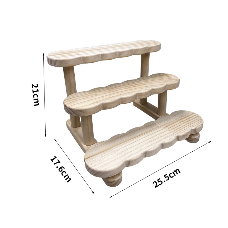 Wooden Display Riser Shelf Figure Wooden Display Rack Solid Wood Ladder ...