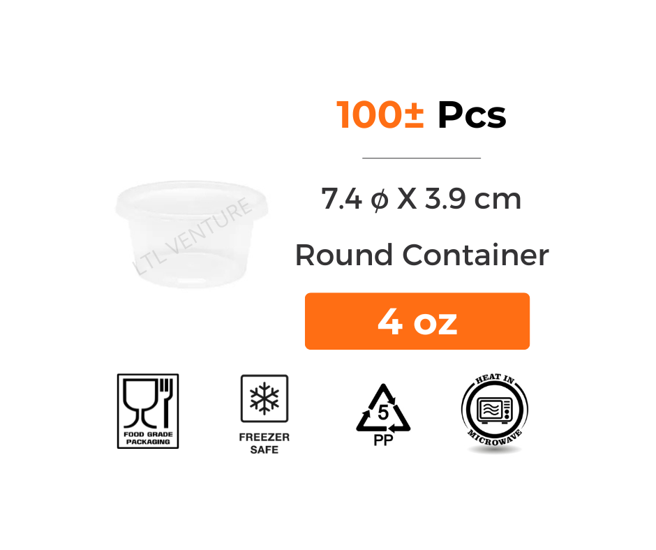 (100Pcs) RS2/RS4/RS6/RS8 Round Container 2oz/4oz/6oz/8oz Disposable PP ...