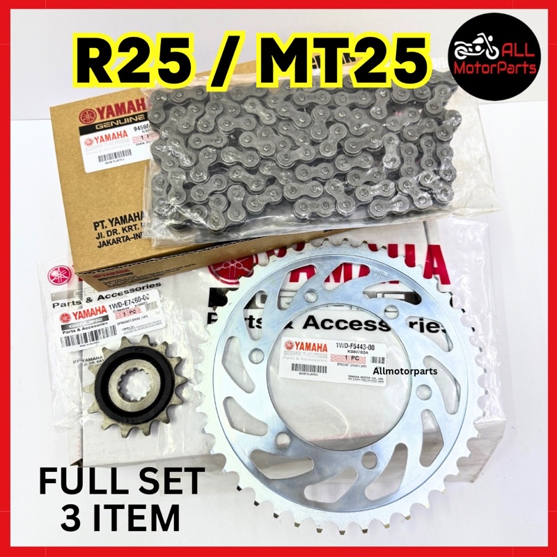 R25 / MT25 SPOKET FULL SET STAINLESS STEEL FRONT 14T REAR 43T SPROCKET ...