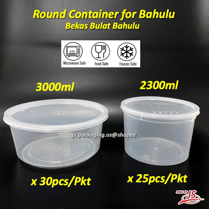 Felton Round Disposable Plastic Food Container 2300ml/3000ml Bekas Kuih ...