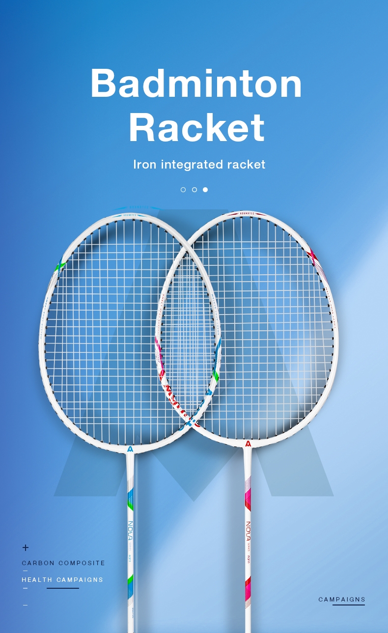 Agnite 1U 2U Badminton Iron Racket Set 20lbs Free Bag And Shuttlecock ...