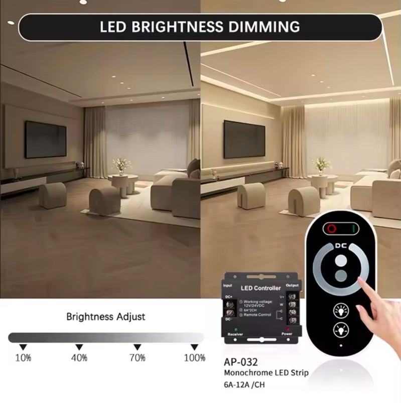 *LED strip Light Smart Controller DC12-24V Strip light RF Touch Remote ...
