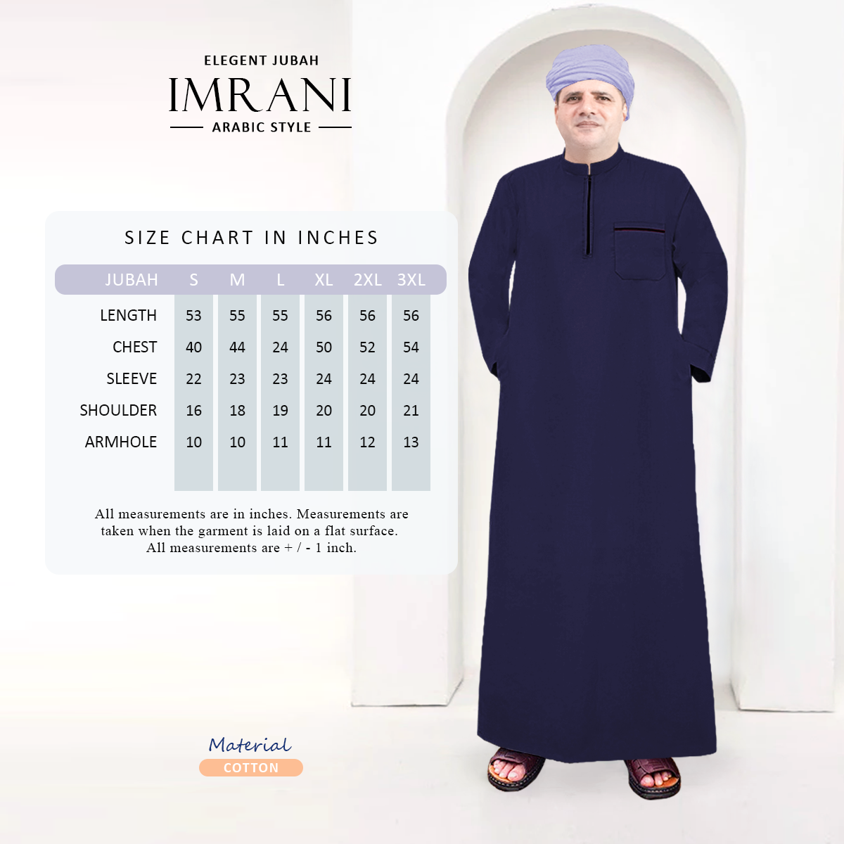 Elegant Imrani Arabic Jubah Muslim Men Collar front zip closer & pocket ...