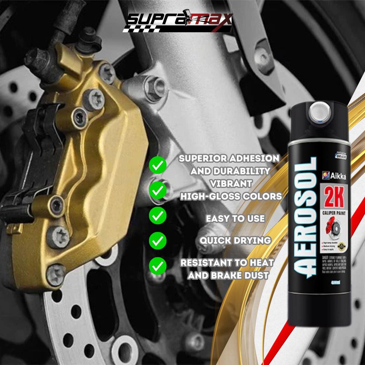 [Brake Caliper Paint RACING BRAKE] AIKKA Tahan Panas DIY Cat Tin Spray ...