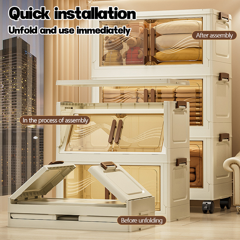 1-5Layers Storage Cabinet 2 Doors Large Space Transparent Layers ...