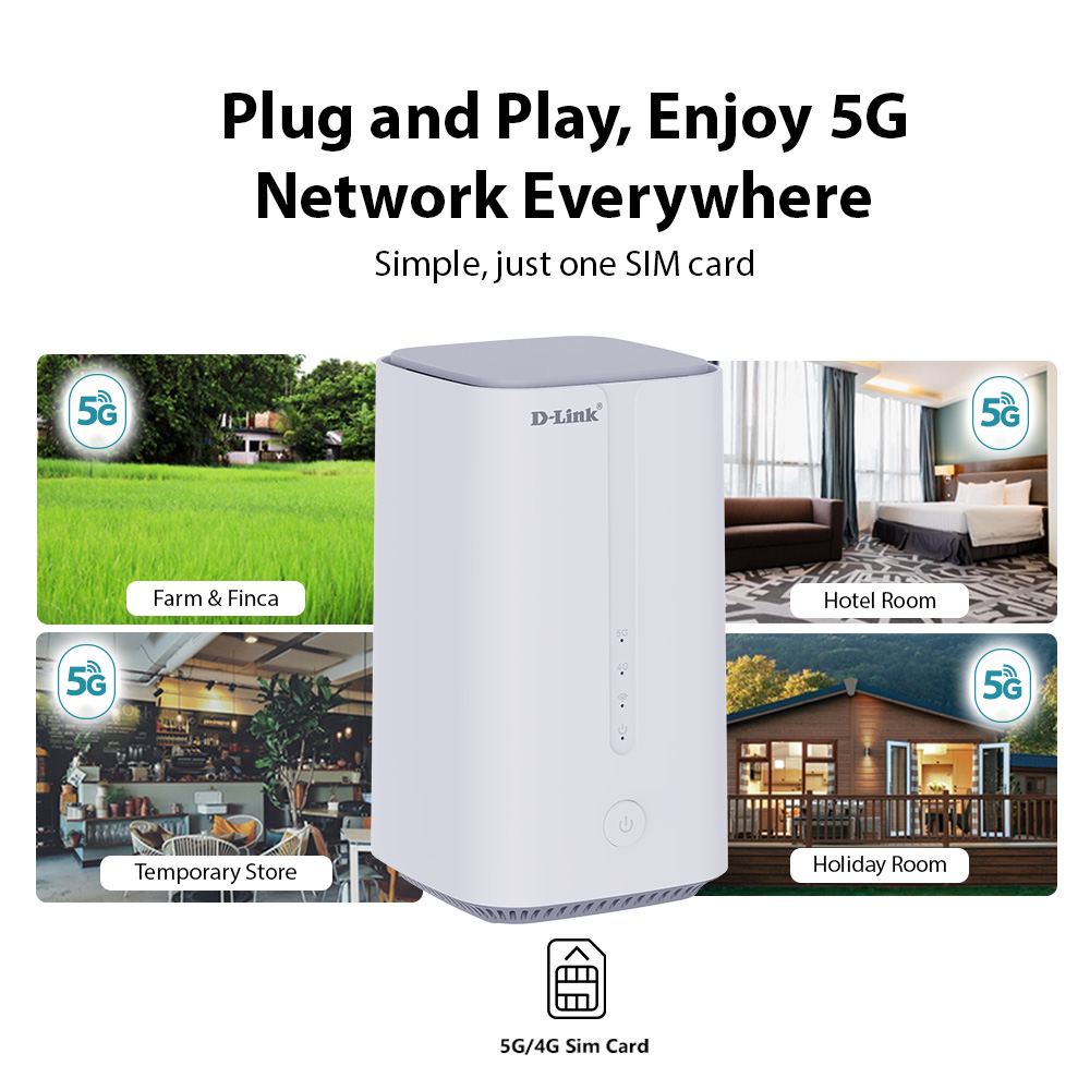 D-Link 5G NR CPE AX3000 Wi-Fi 6 Wireless 2 x 2.5 Gigabit Port with RJ ...