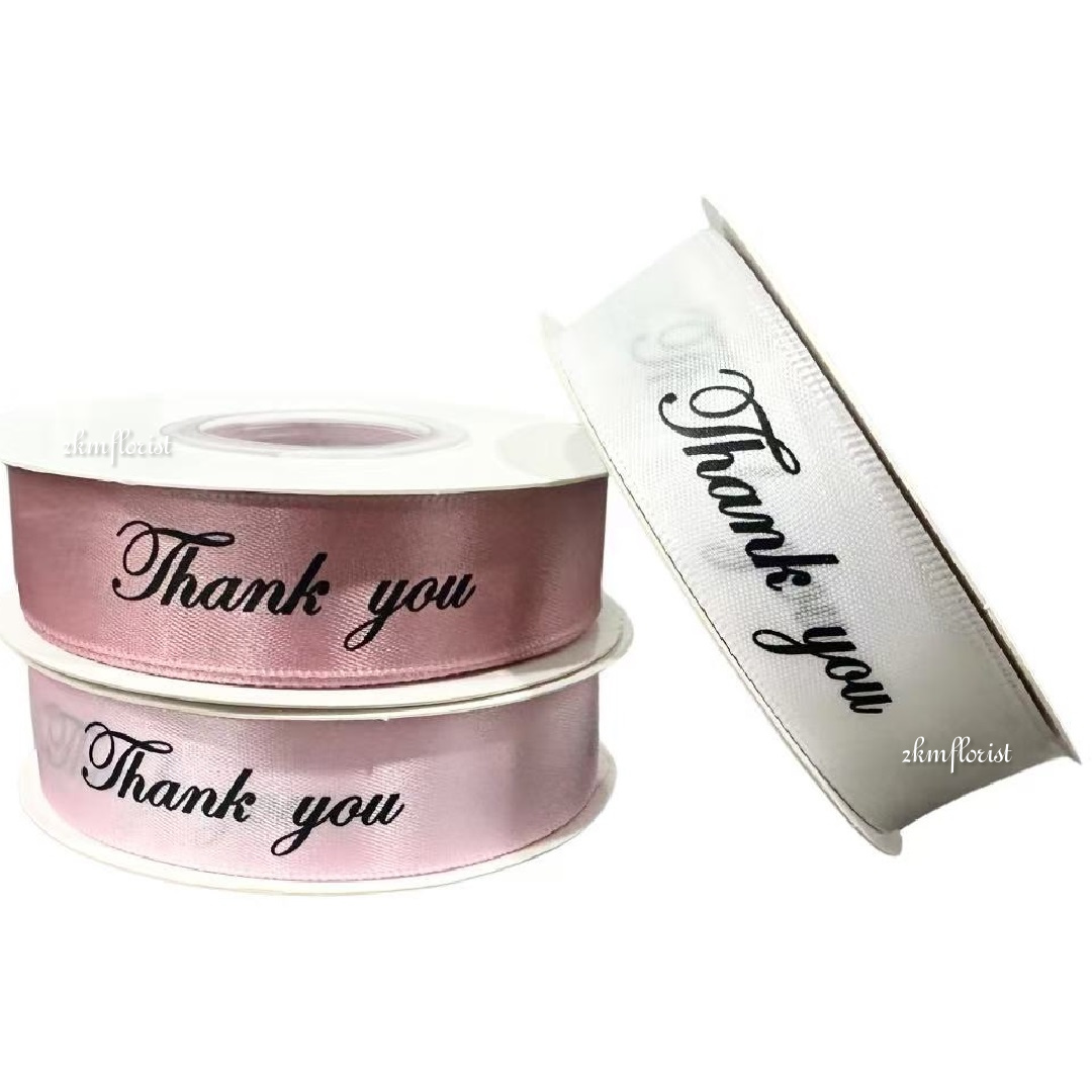 (22M) 2.5CM CLASSIC THANK YOU Ribbon Reben Riben Gift Satin Organza ...