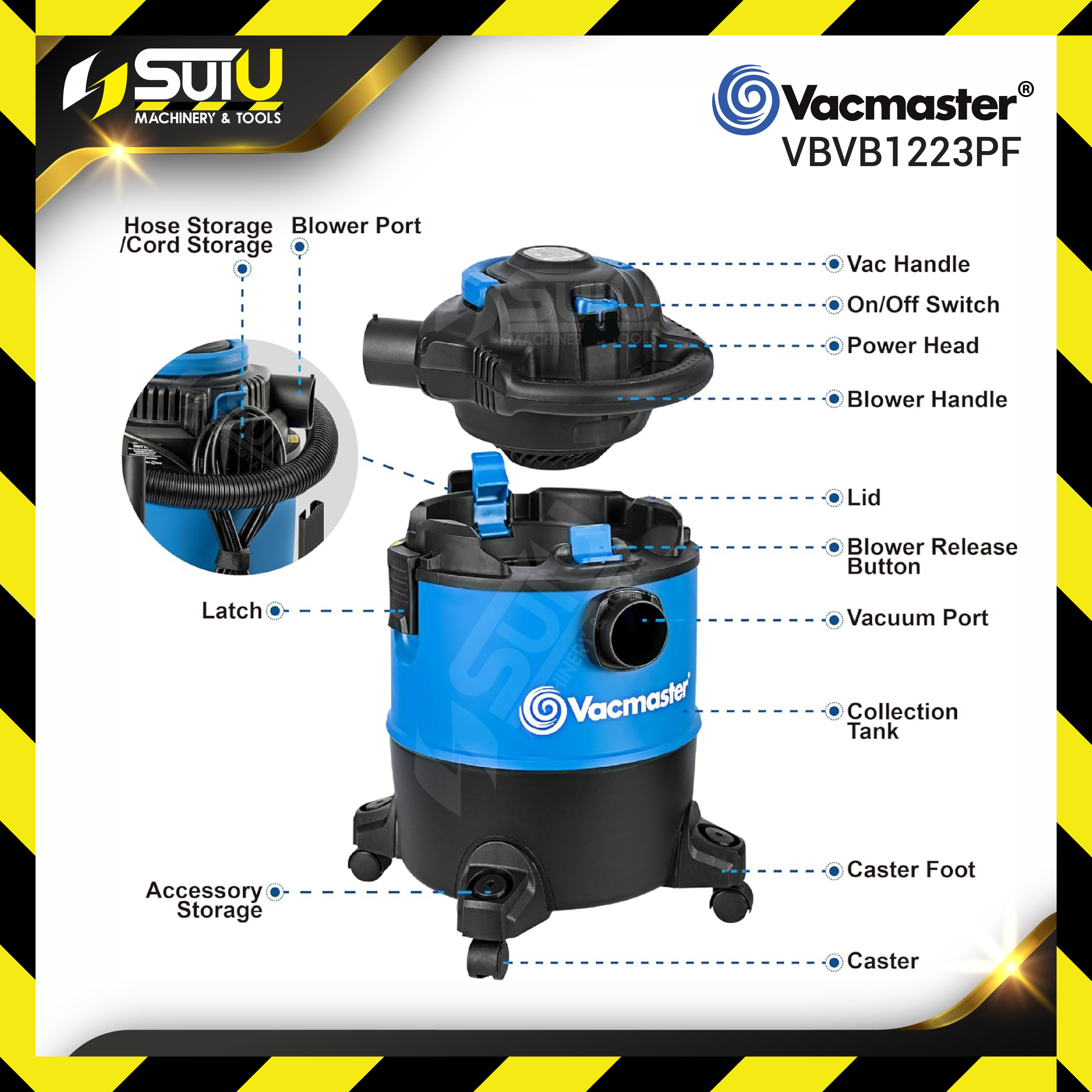 [ NEW ] VACMASTER VBVB1223PF 23L 2IN1 Wet & Dry Vacuum Cleaner 1200W ...