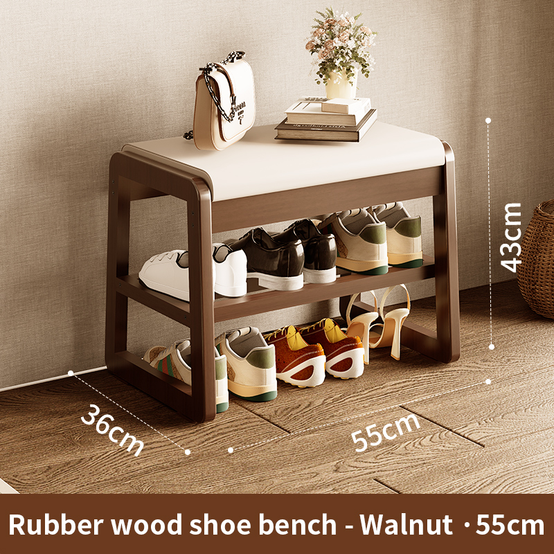 Solid Wood Shoe Bench with Cushion Bench, Integrated Shoe Change Bench ...