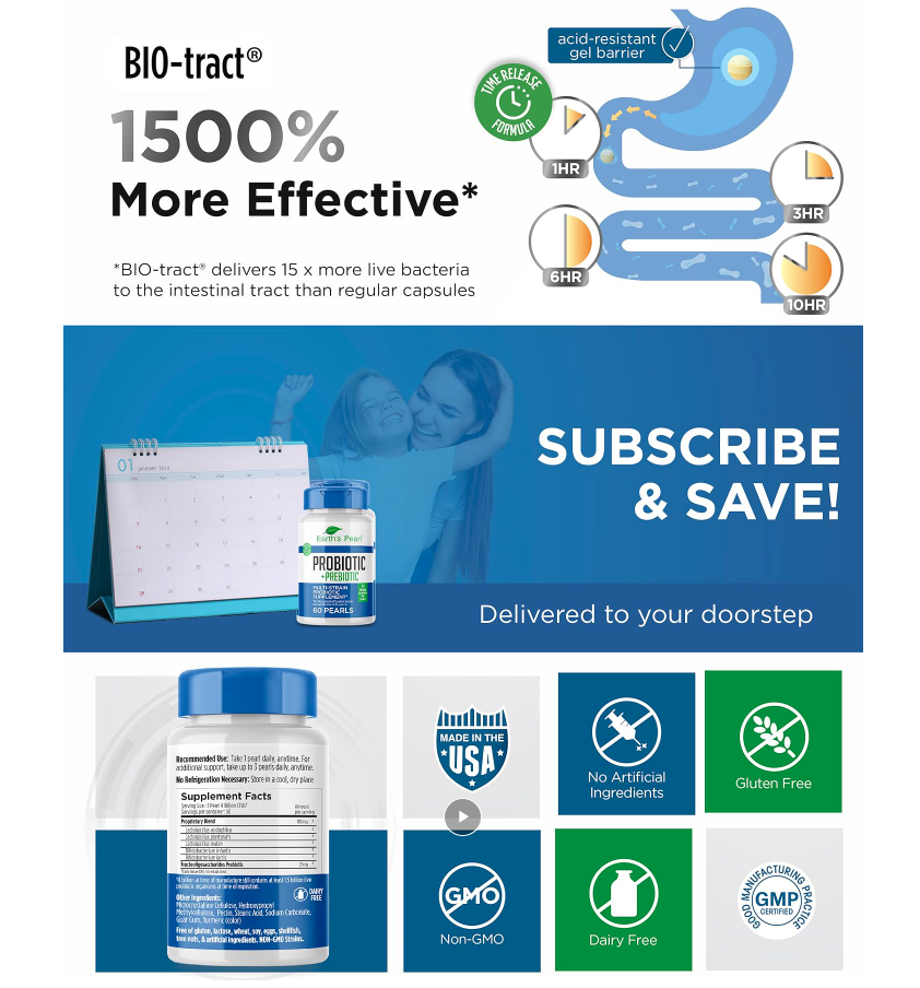 Earth's Pearl Probiotics for Women & Men & Kids - Pearl-Shaped ...