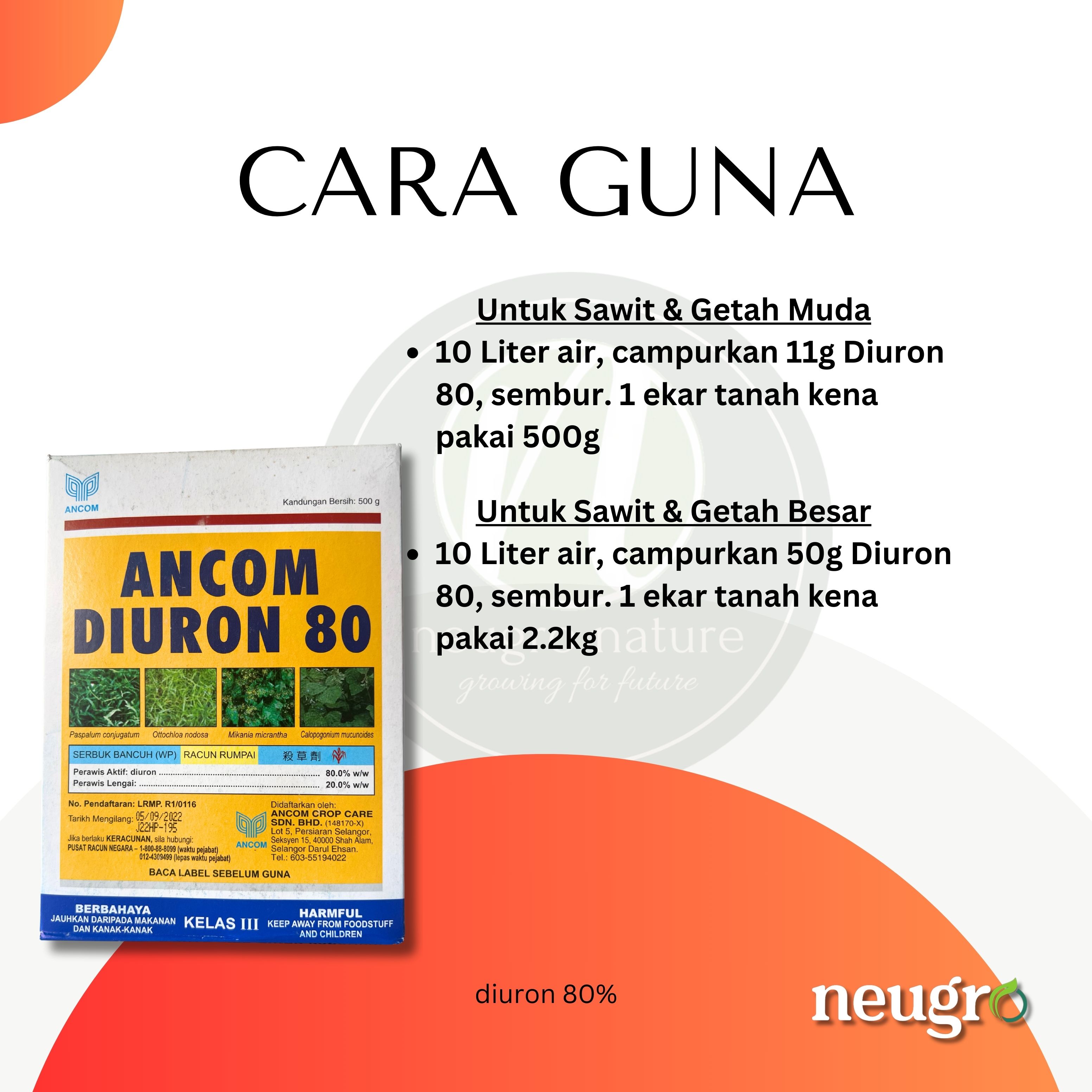 Ancom DIURON 80 (500g)- Racun Rumpai Rumput Sambau Sawit/ Nanas/ Getah ...