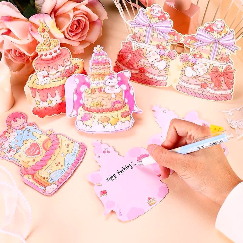 Kad Ucapan Hari Jadi Bentuk Kek 1 keping SAHAJA Cute Cartoon Birthday ...