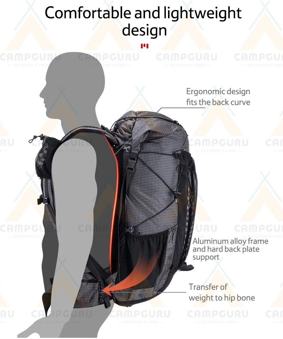 Naturehike 60+5L Rock Hiking Backpack Polymer Fabric with Rain Cover ...