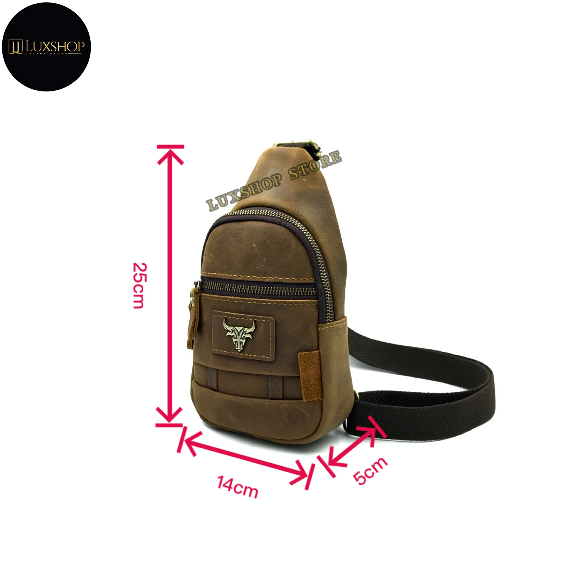 Rush Rider Full Grain Cow Leather S Size Chest Bag Men Crossbody Bag ...
