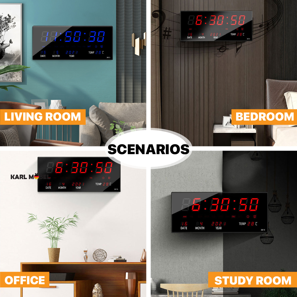 Digital LED Number Clock Digital Clock LED Jam Meja Digital LED Wall ...