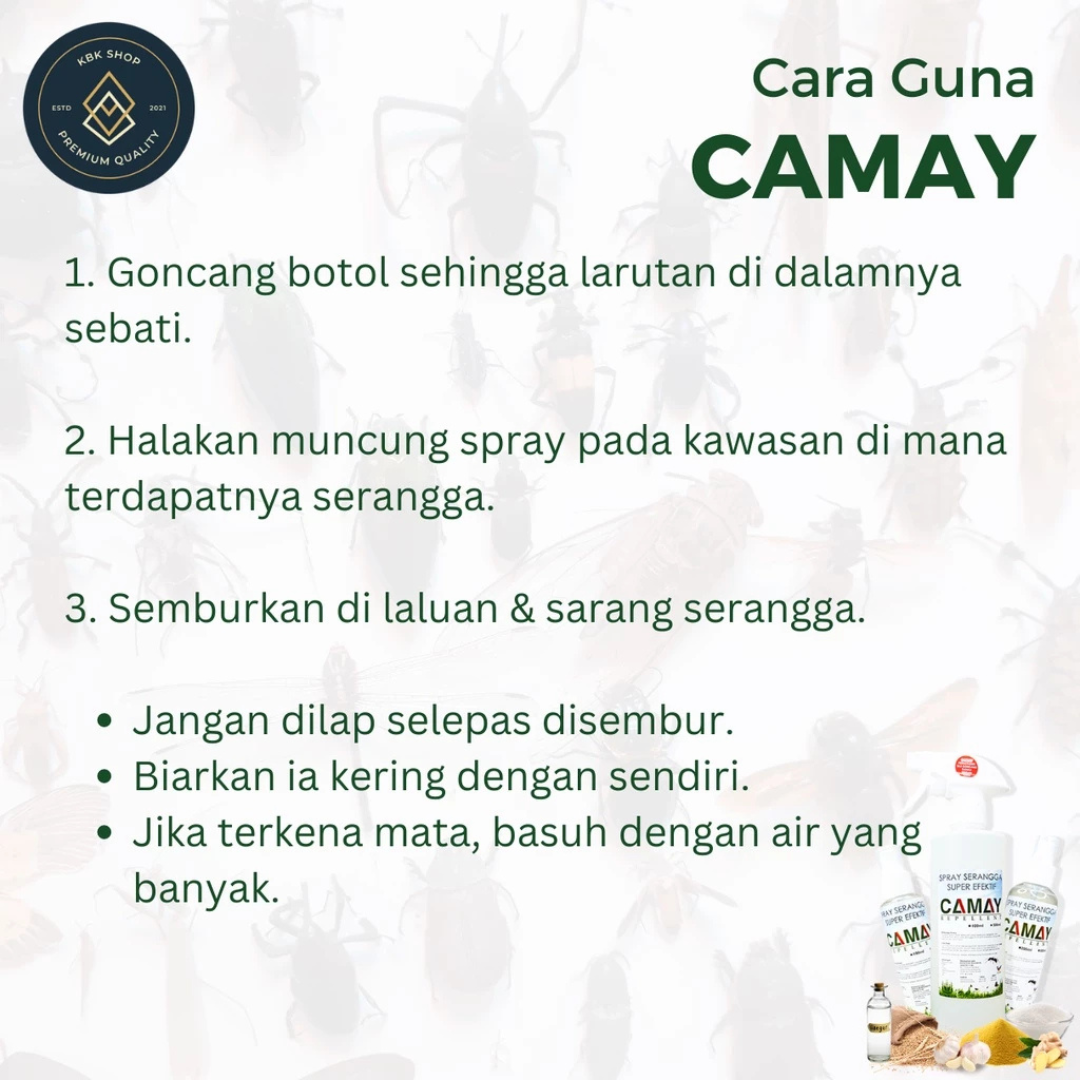 Camay Spray Insect Repellent Semut Lipas Pepijat Lalat Kamitetep ...