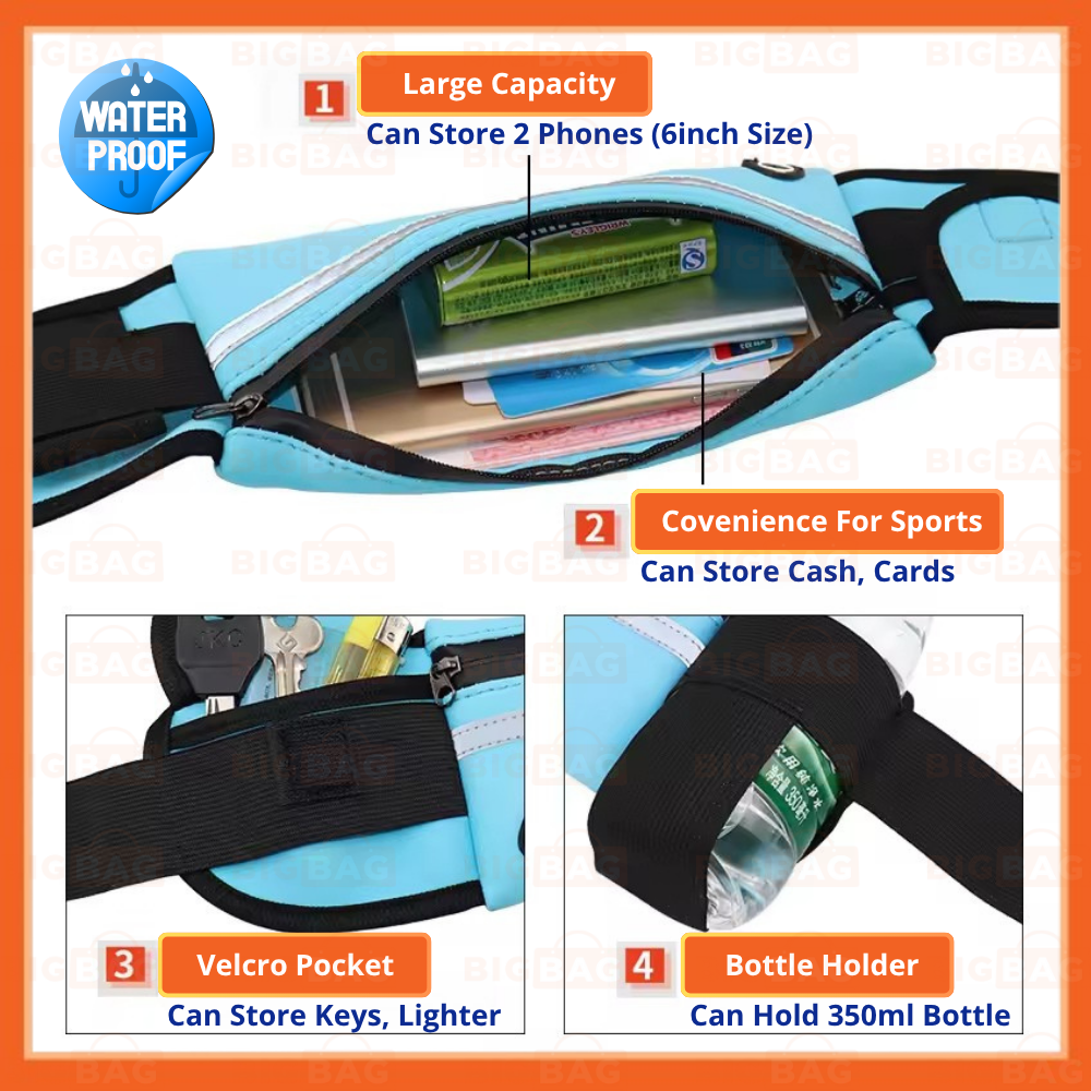 Running Waist Bag Running Bag Waterproof Beg Pinggang Running Pouch Beg ...