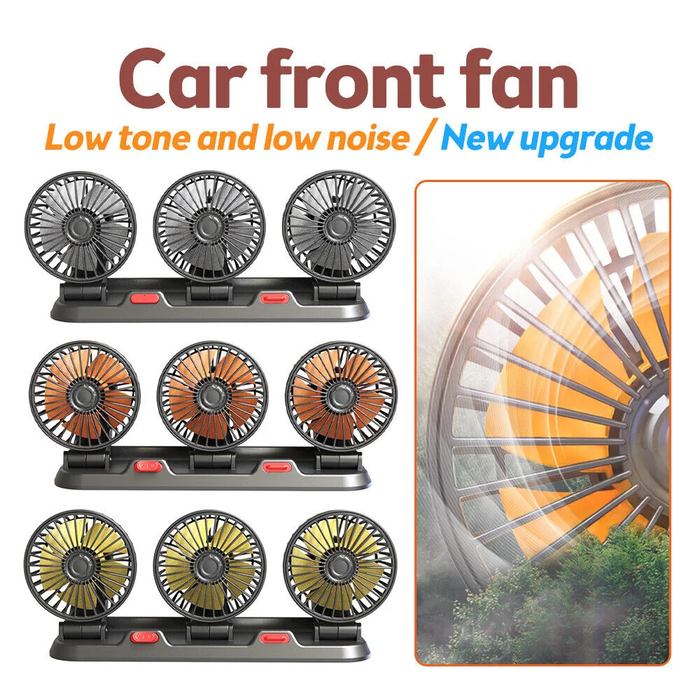 5/12/24V Auto Cooler Dual Head Mini Electric Car Fan SUV G3C5 Truck RV ...