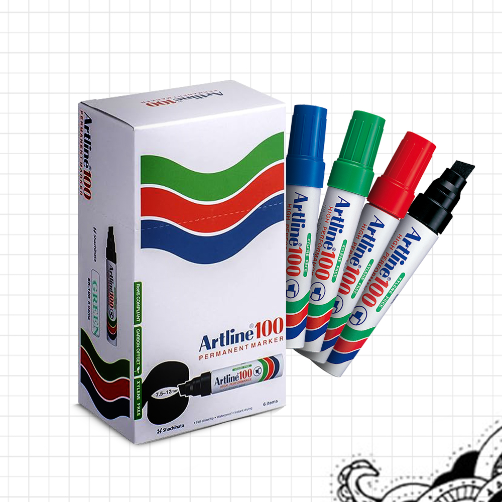 Artline100 Permanent Marker Bold Point Chisel Style 4 Colours | Shopee ...