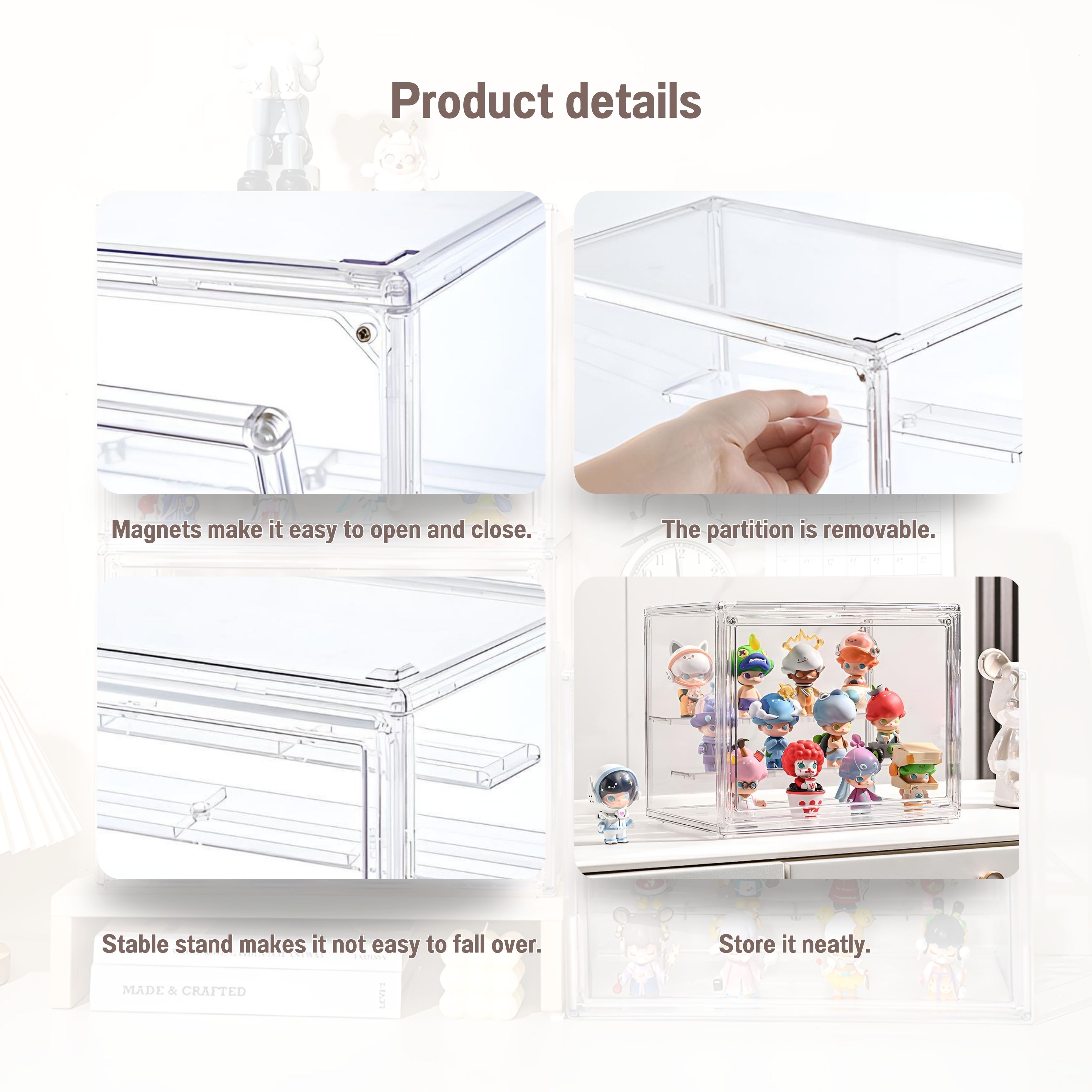 Three Layer Acrylic Transparent Display Rack Model Storage Box Blind ...