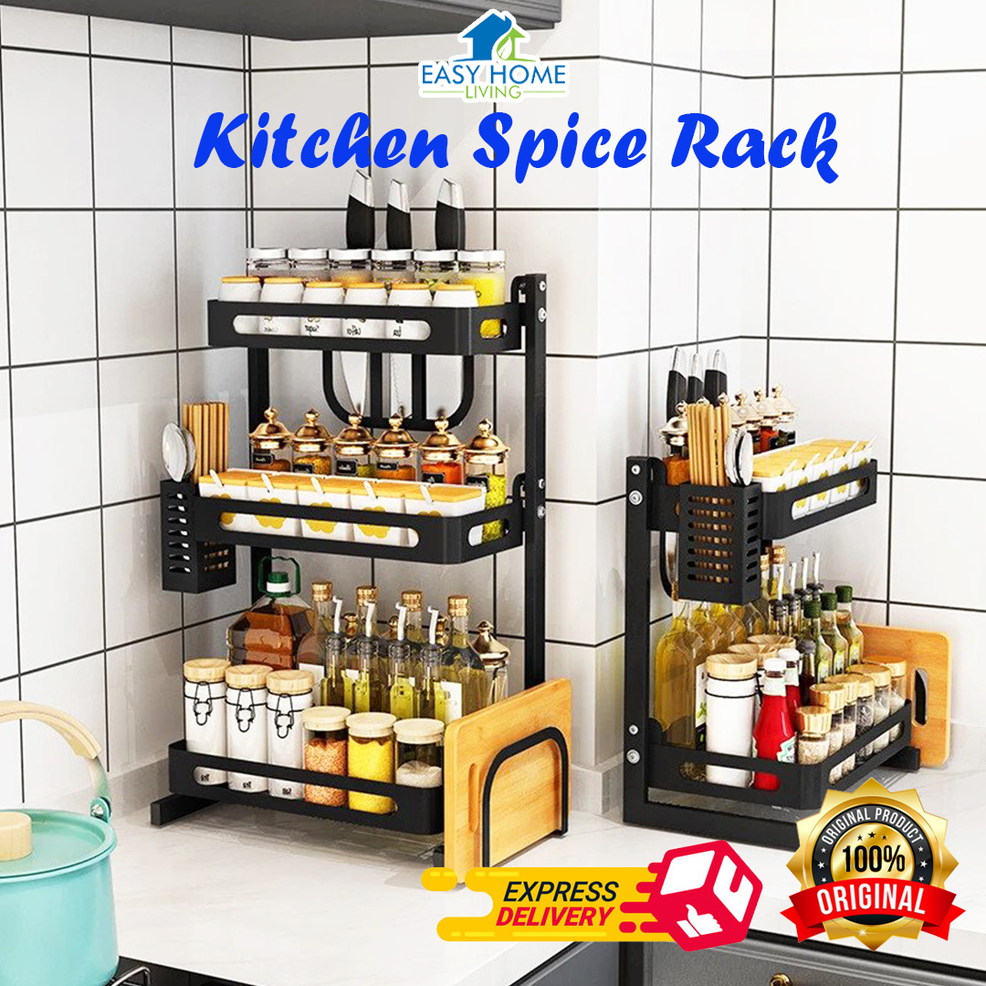【Stainless Steel】2 | 3 Layers Set Kitchen Rak Rempah Spice ...