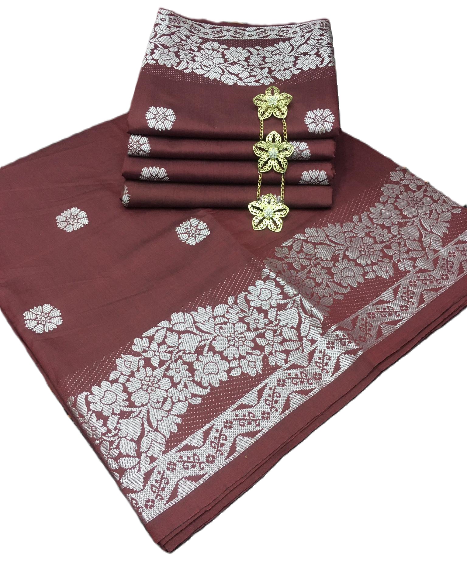 * #S7A01 * SONGKET BUNGA JASMINE SINGLE SIDE BORDER BESAR 7'INCH - 4 ...