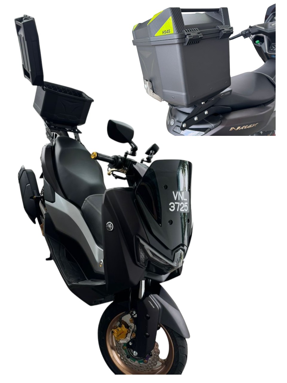 NMAX V3 TURBO NMAX V1 V2 45 LITRE HYPER BOX SET JB-STYLE RACK LIPAT 3 ...