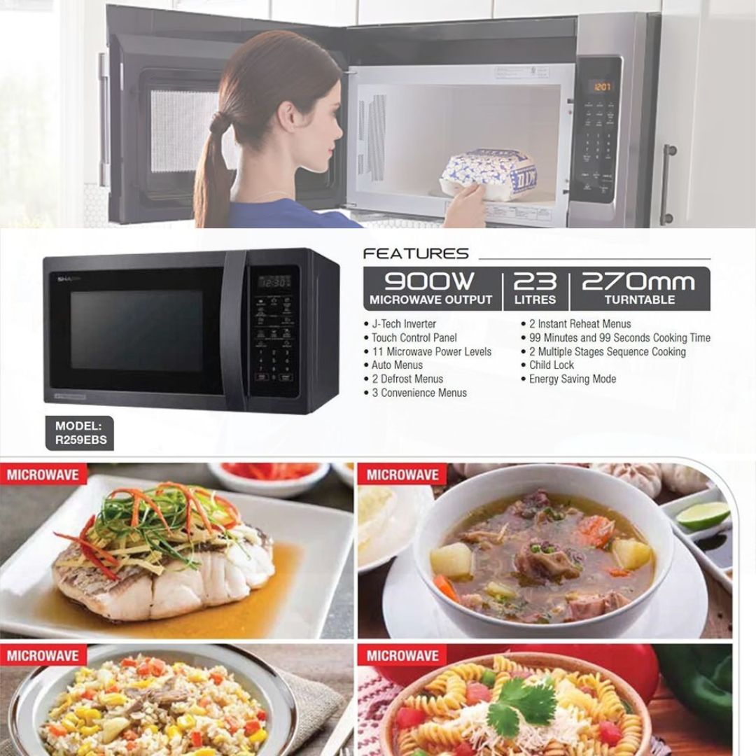 Sharp Pemanas Lauk - Microwave Oven 23L with J-Tech Inverter R259EBS ...