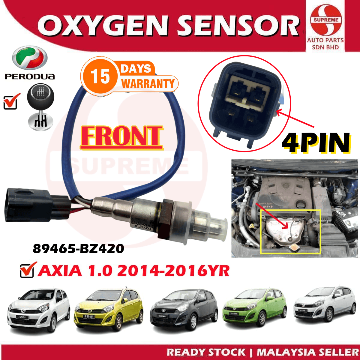 S2U Front Rear Auto Manual Oxygen Sensor O2 Sensor Exhaust Perodua Axia ...
