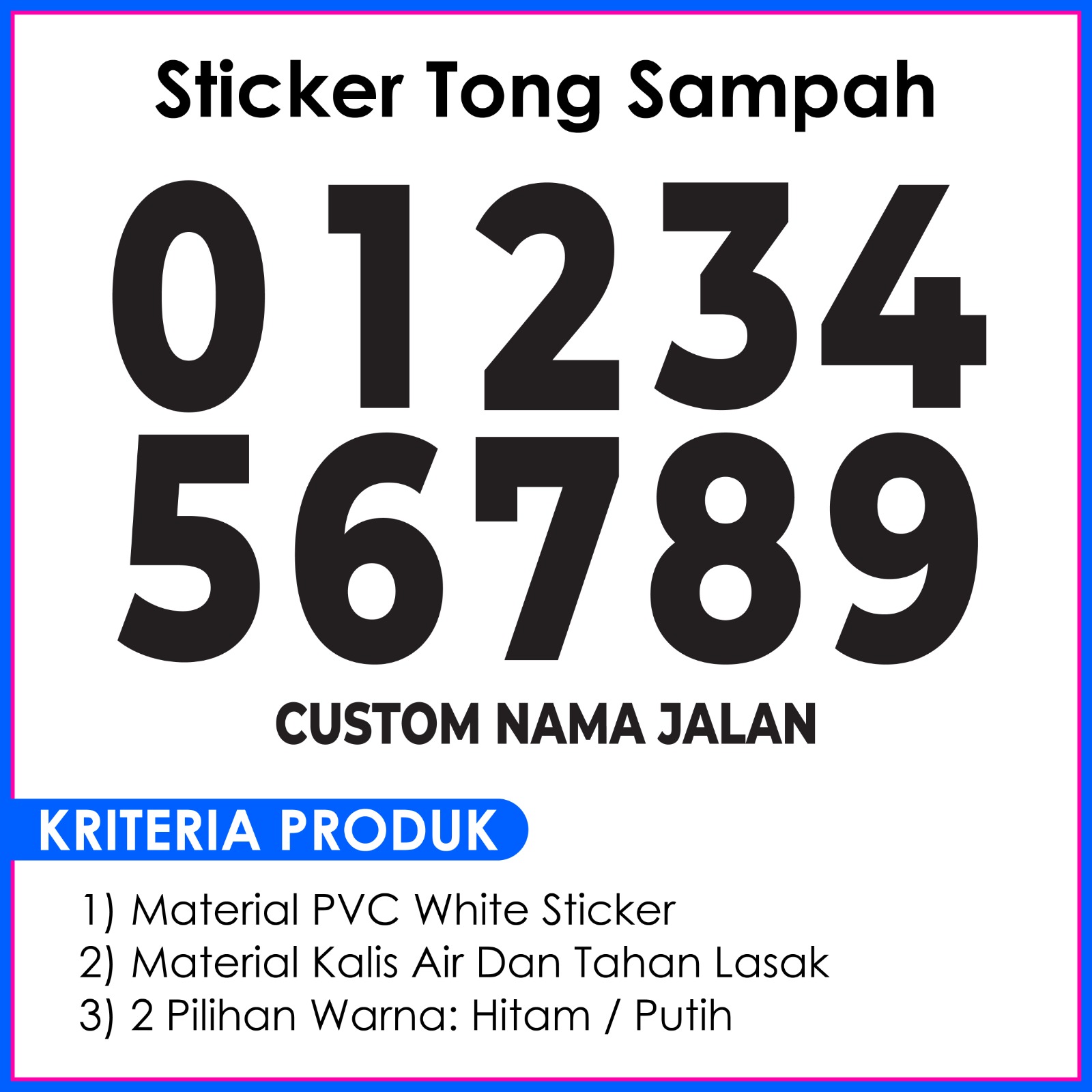 STICKER MUDAH LEKAT STICKER NUMBER TONG SAMPAH TAHAN LAMA | Shopee Malaysia