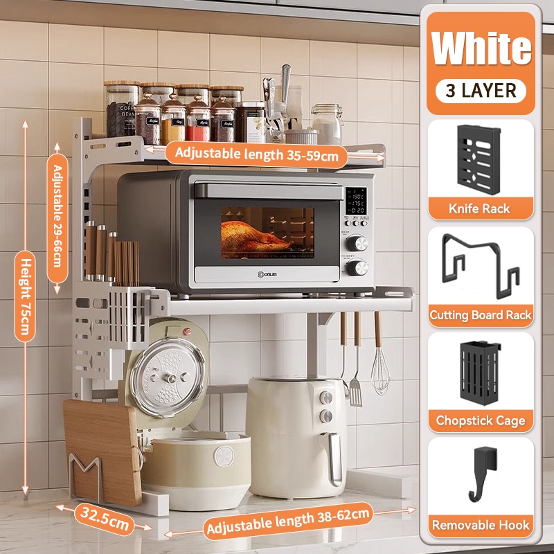 Kit Microwave Rack Oven Rack Rak Dapur Adjustable Retractable Kitchen ...