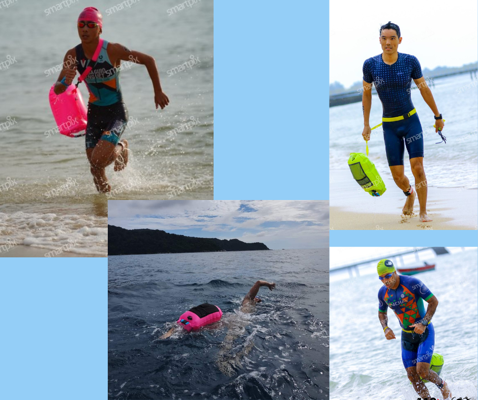Swimming swim buoy float triathlon Ironman high visible inflatable ...