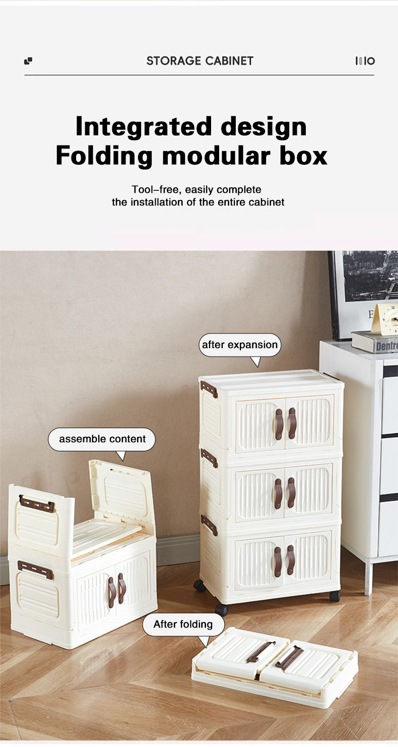 Collapsible Storage Cabinet 3/4/5 Tier Stackable Storage Cabinet ...