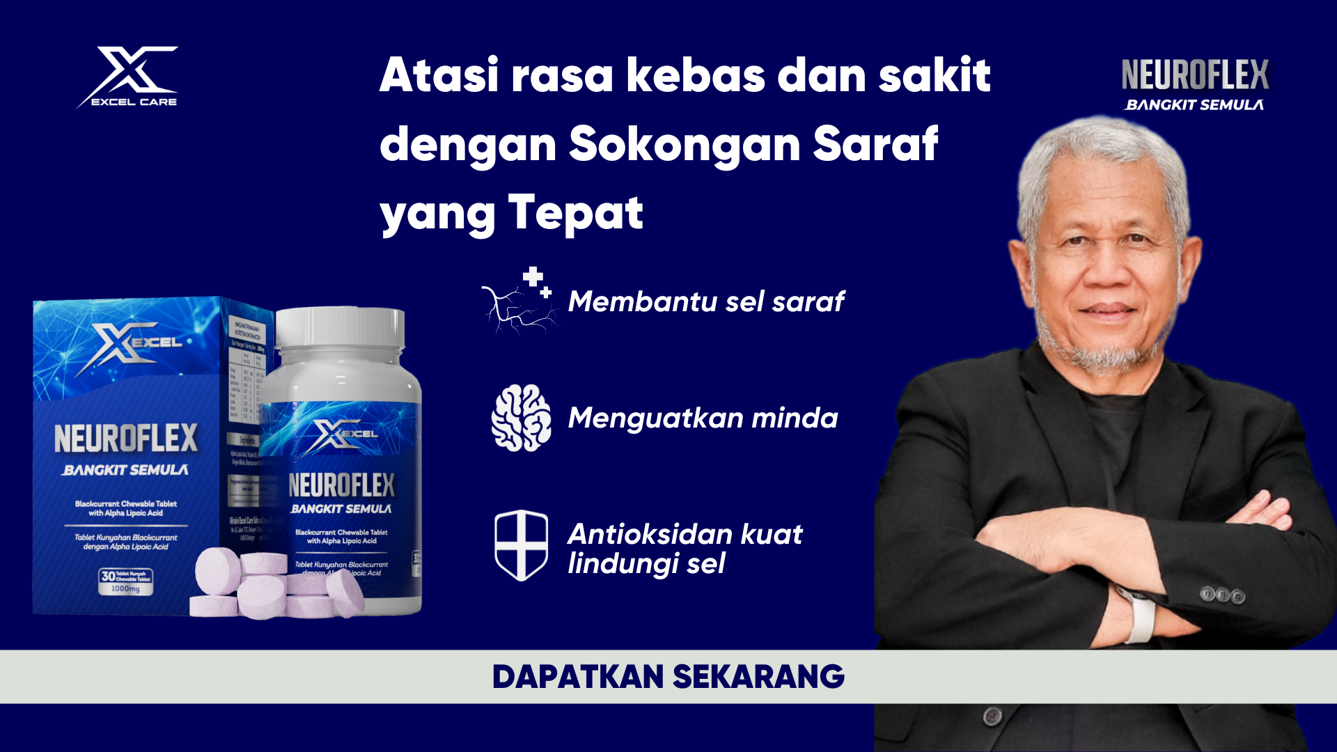 [PAKEJ 3 BULAN] NEUROFLEX 1000mg 60s (Supplement Saraf Untuk Masalah ...
